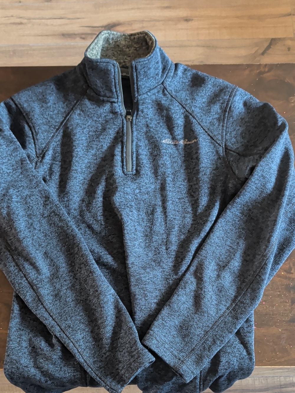 Eddie Bauer Men's Heather Navy Quarter-Zip Sweater